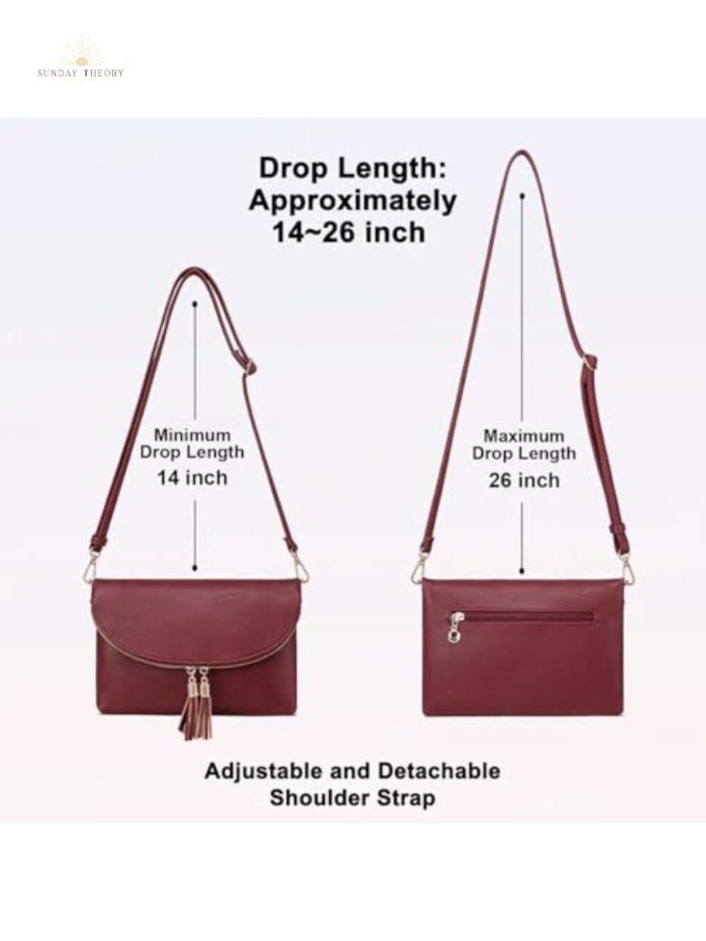 Envelope Clutch Purse with 6 Card Slots, Crossbody Bag with Tassels - Picture 5 of 6